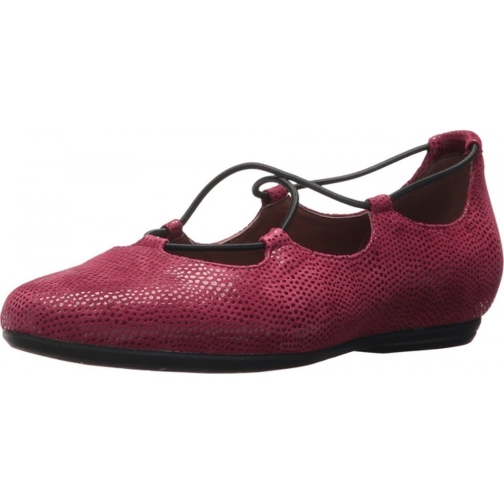 Earthies Essen Burgundy Printed Leather Ballet Flat Shoes Size 8